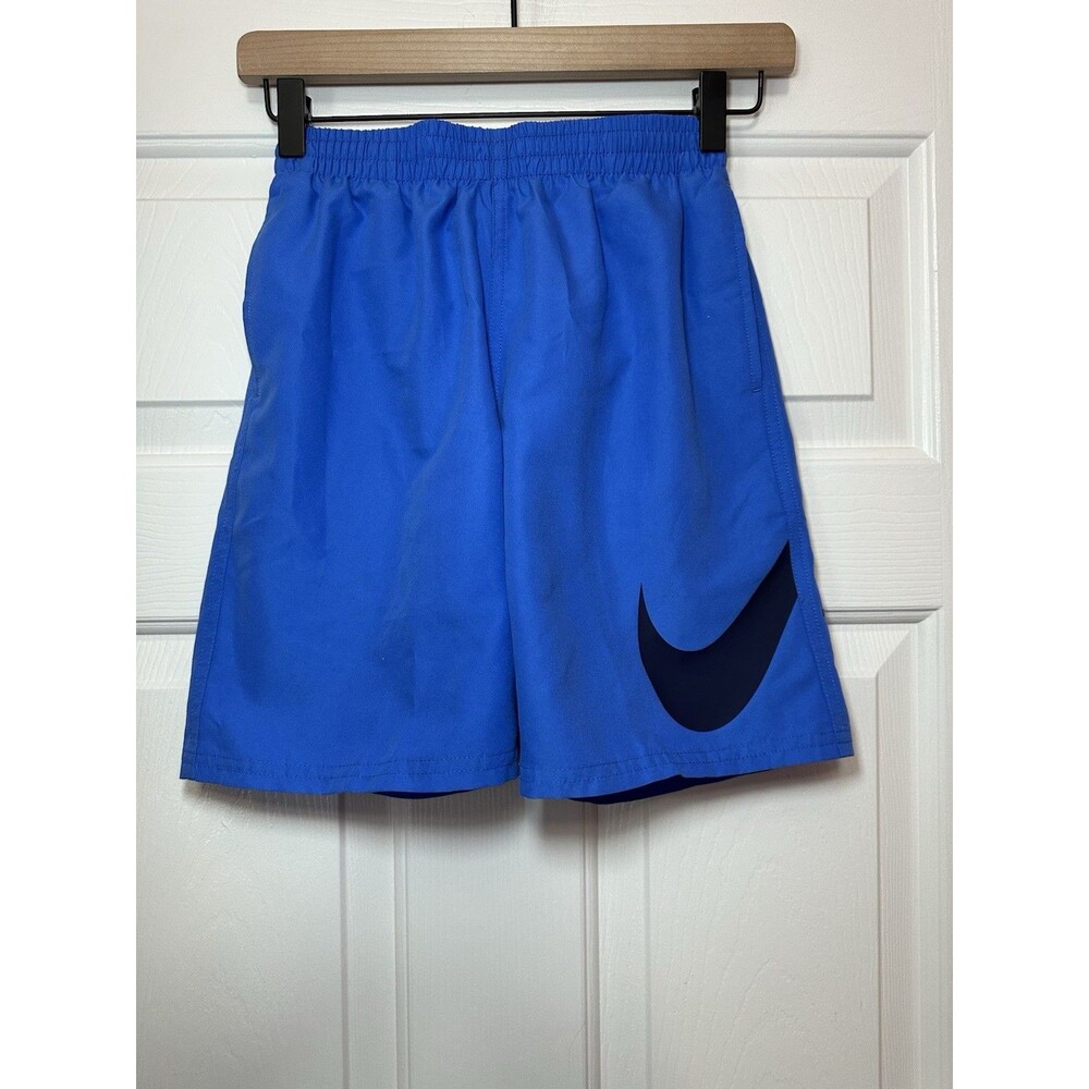 Size M - Nike Boy's Blue Swoosh Just Do It Swim Shorts Lined Pool Trunks NEW